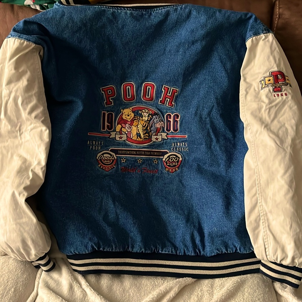 Disneyland Vintage Winnie the Pooh Varsity Bomber, Jean Jacket